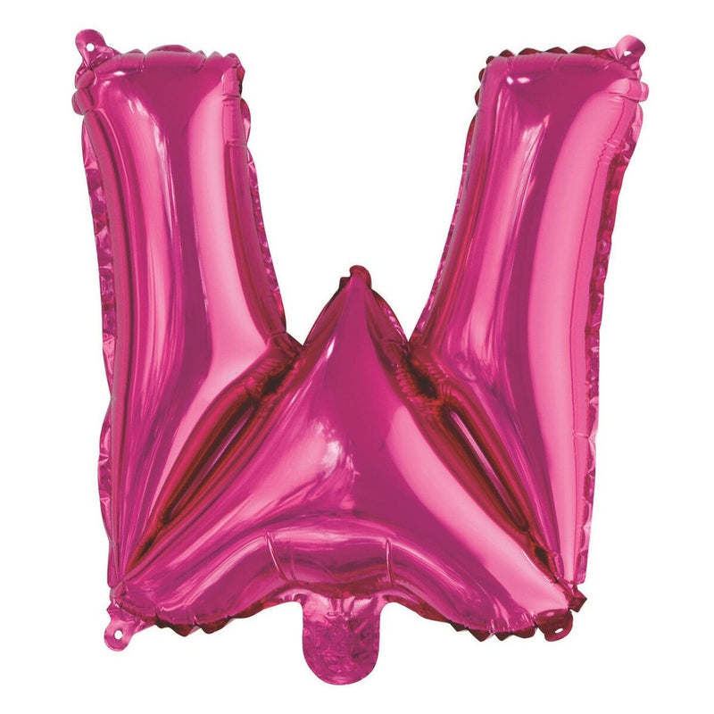 Hot Pink Letter W Foil Balloon-35cm