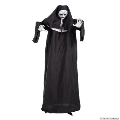 5 Ft. 4" Animated Light-Up Standing Suddenly Surprise Nun with Sound Halloween Decoration