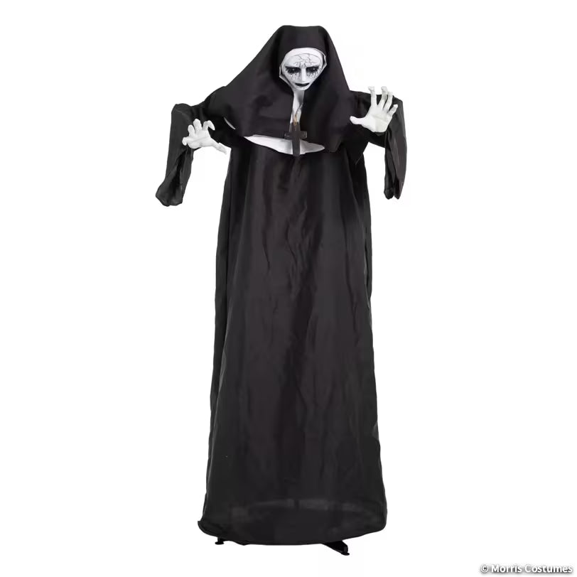 5 Ft. 4" Animated Light-Up Standing Suddenly Surprise Nun with Sound Halloween Decoration