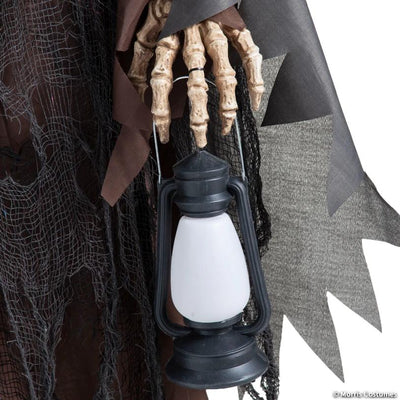5 Ft. 6" Animated Light-Up Standing Talking Skeleton Reaper with Lantern