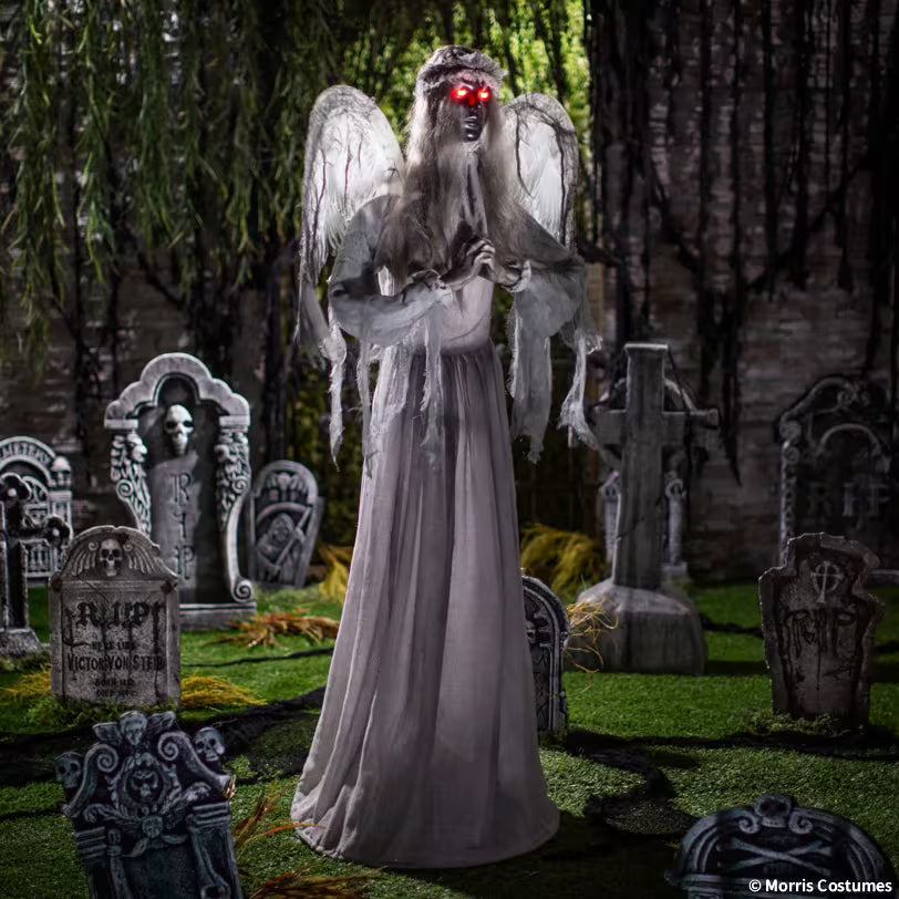 5 Ft. 6" Animated Light-Up Turning Sudden Surprise Angel with Sound Halloween Decoration