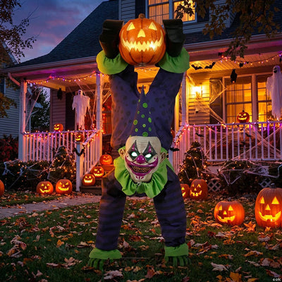 5 Ft. Animated Light-Up Upside-Down Clown with Jack-O'-Lantern