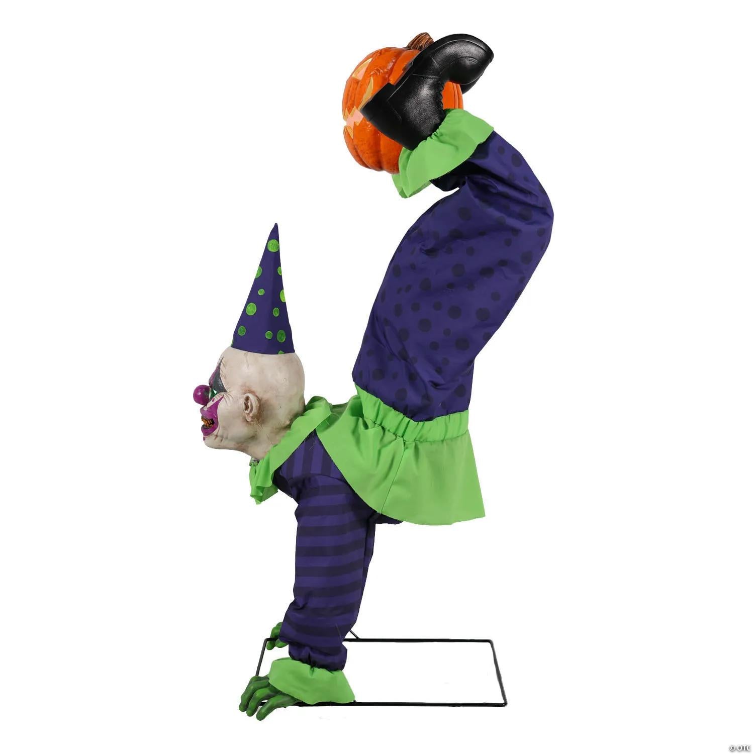 5 Ft. Animated Light-Up Upside-Down Clown with Jack-O'-Lantern