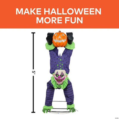 5 Ft. Animated Light-Up Upside-Down Clown with Jack-O'-Lantern