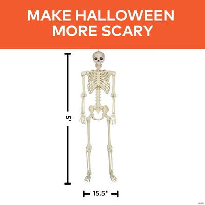 5 Ft. Hanging Multi Pose-N-Stay Life-Size Skeleton Halloween Decoration