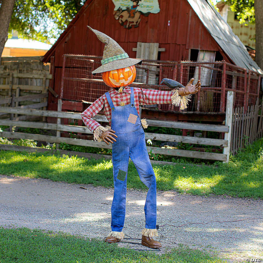 6 ft Animated Whimsical Scarecrow with glowing eyes and moving arms