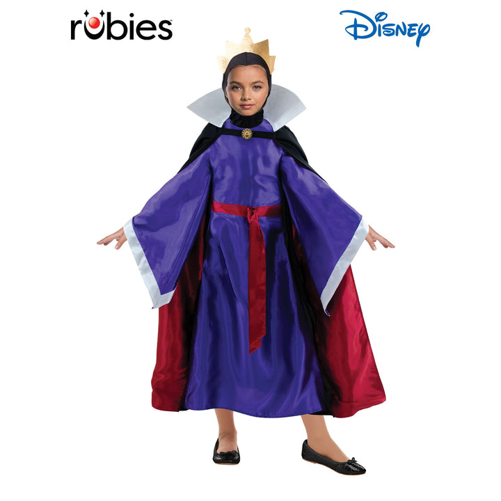 Girl wearing a dark and elegant Evil Queen Costume for Halloween