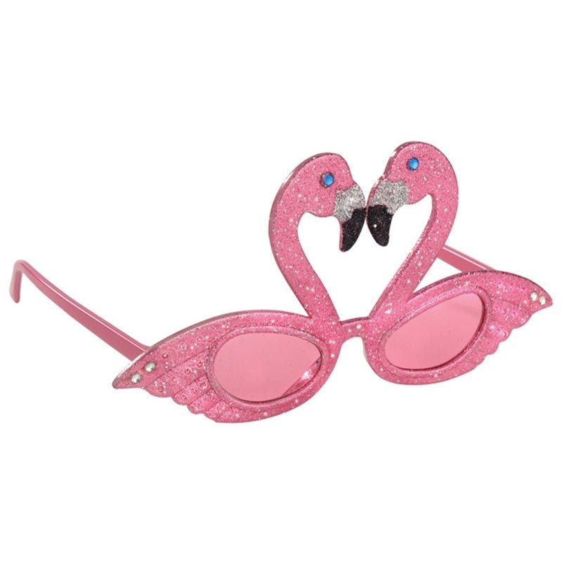 A pair of vibrant and playful Fun Shades Flamingo's sunglasses with pink frames and flamingo-shaped lenses, perfect for adding a fun and stylish touch to your summer ensemble