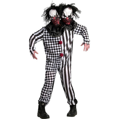 Two Headed Clown Mens Costume