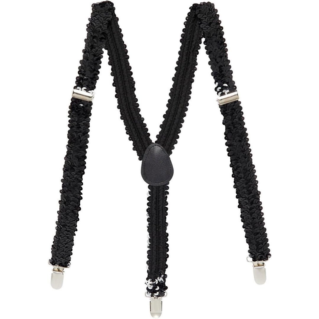 Black sequin suspenders for men, stylish and adjustable for formal events