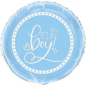 It's a Boy! Blue Hearts Round Foil Balloon 45cm