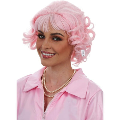 Pink Curly Bob Costume Wig – Frenchy / Grease Pink Ladies Style
