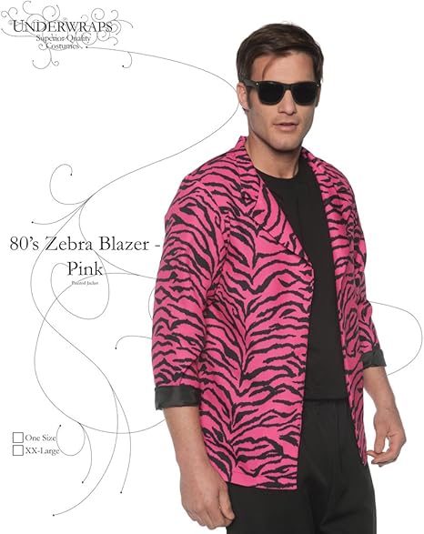 80's Zebra Blazer Pink Adult Costume