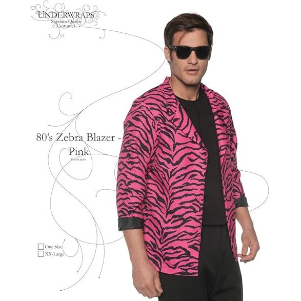 80's Zebra Blazer Pink Adult Costume