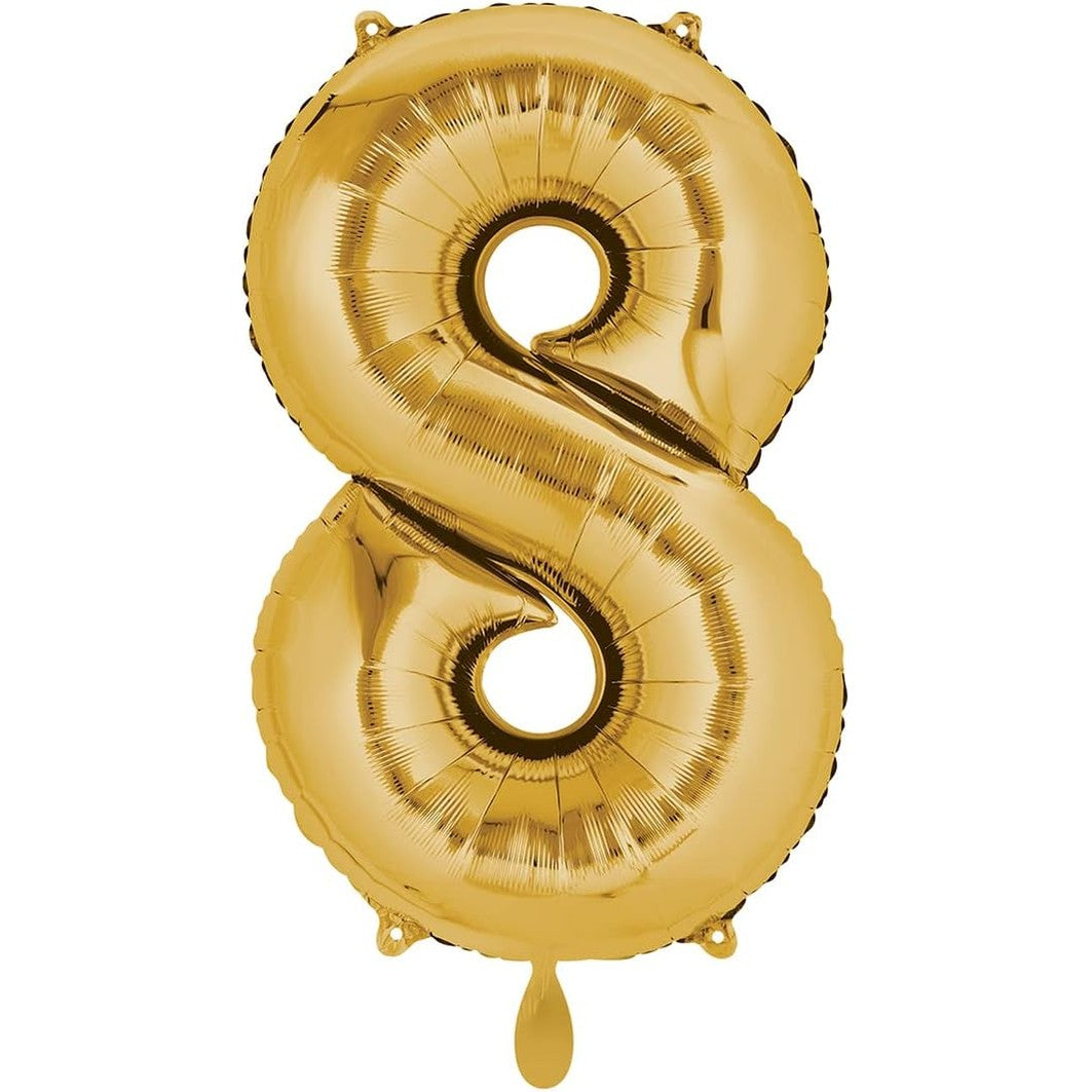 Gold Number 8 Foil Balloon 66cm