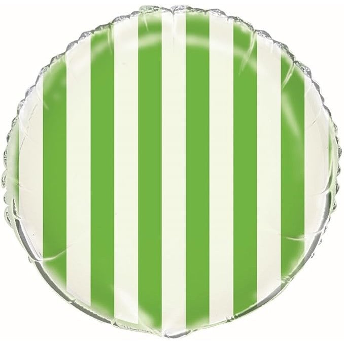 Green Striped Round Foil Balloon 45cm