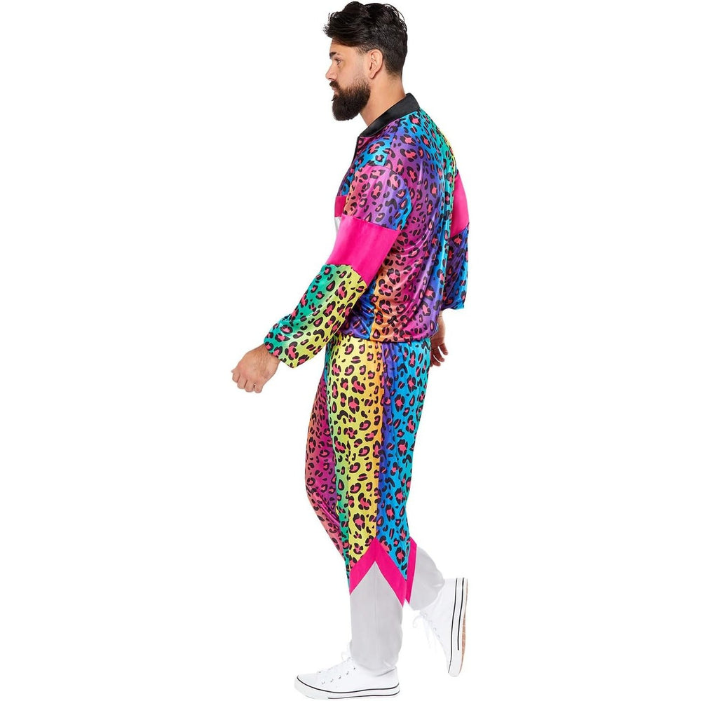Unisex neon animal print jumpsuit with zip-up jacket and elastic waist pants