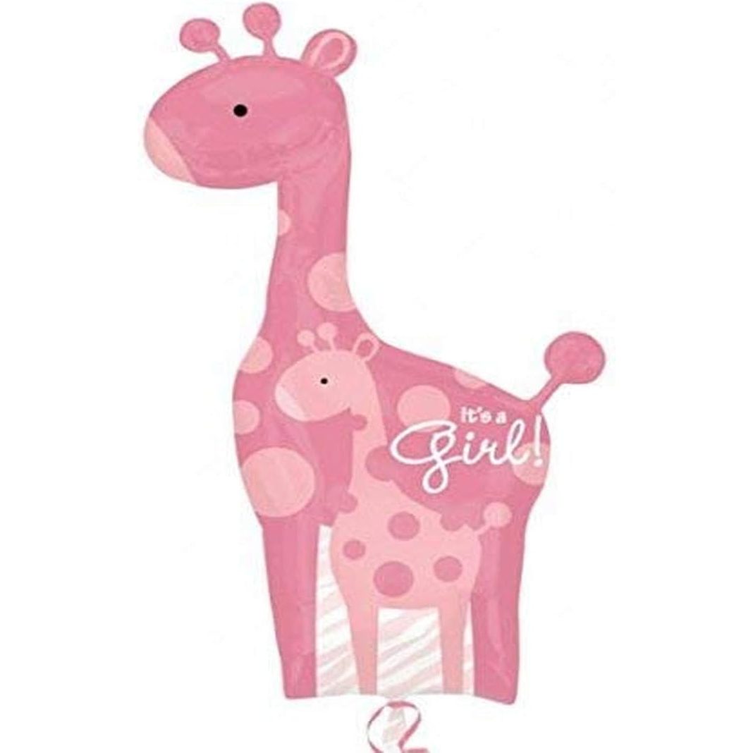 It's a Girl! Pink Giraffe Shape Foil Balloon 90cm