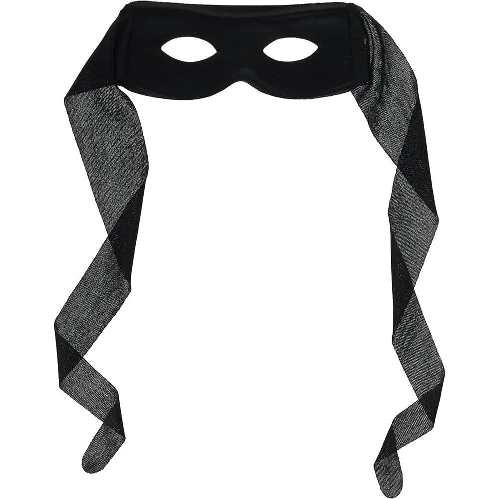 Close-up of thief mask made of black fabric with elastic band