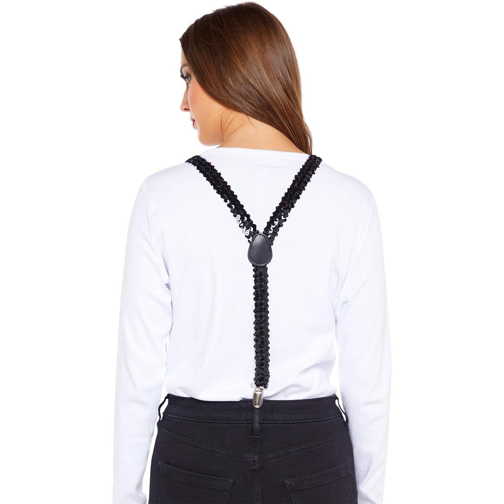 Black sequin suspenders, a stylish and glamorous accessory for formal events