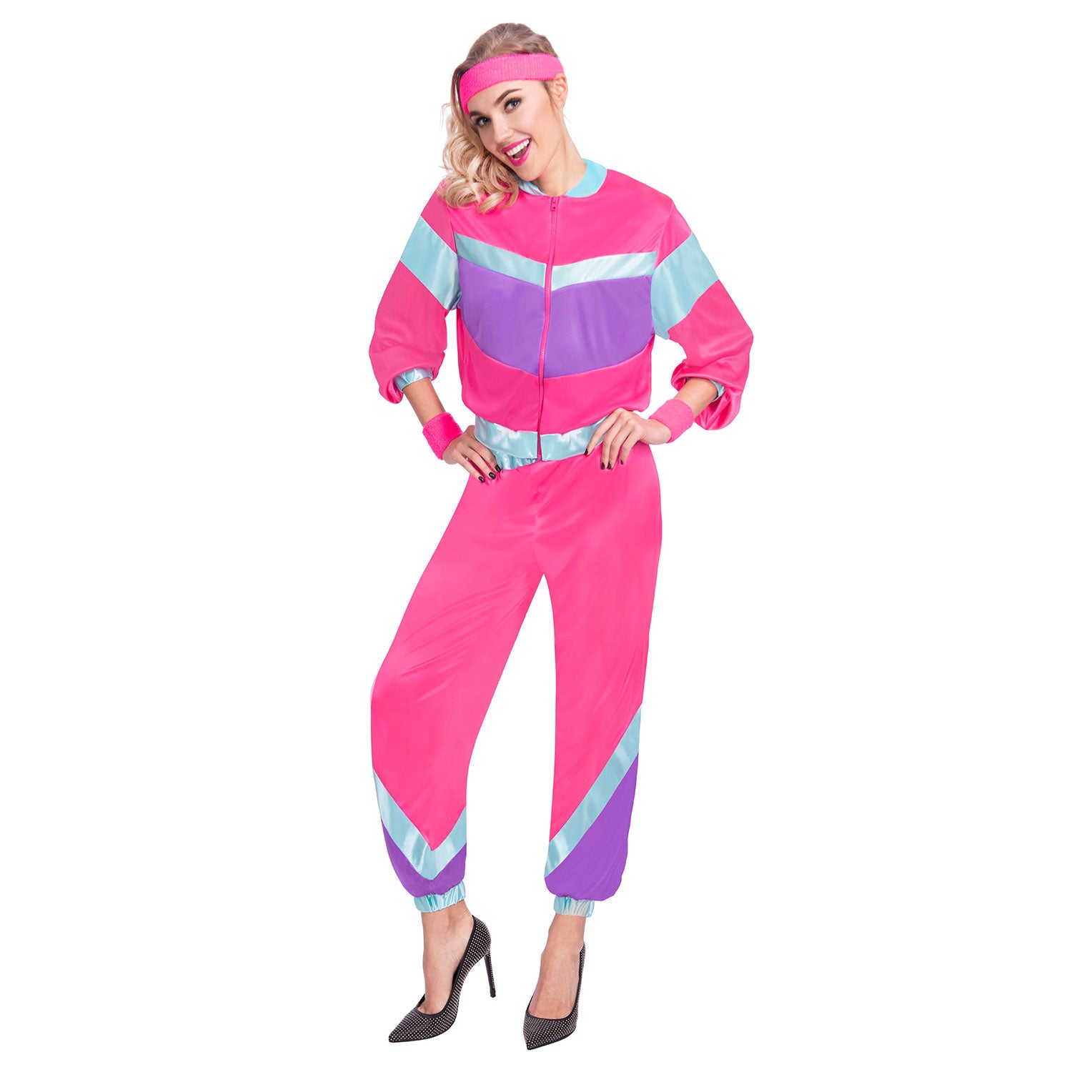 Shell Suit Women's Adult Costume - Pink, Blue & Purple – Jokers Costume ...
