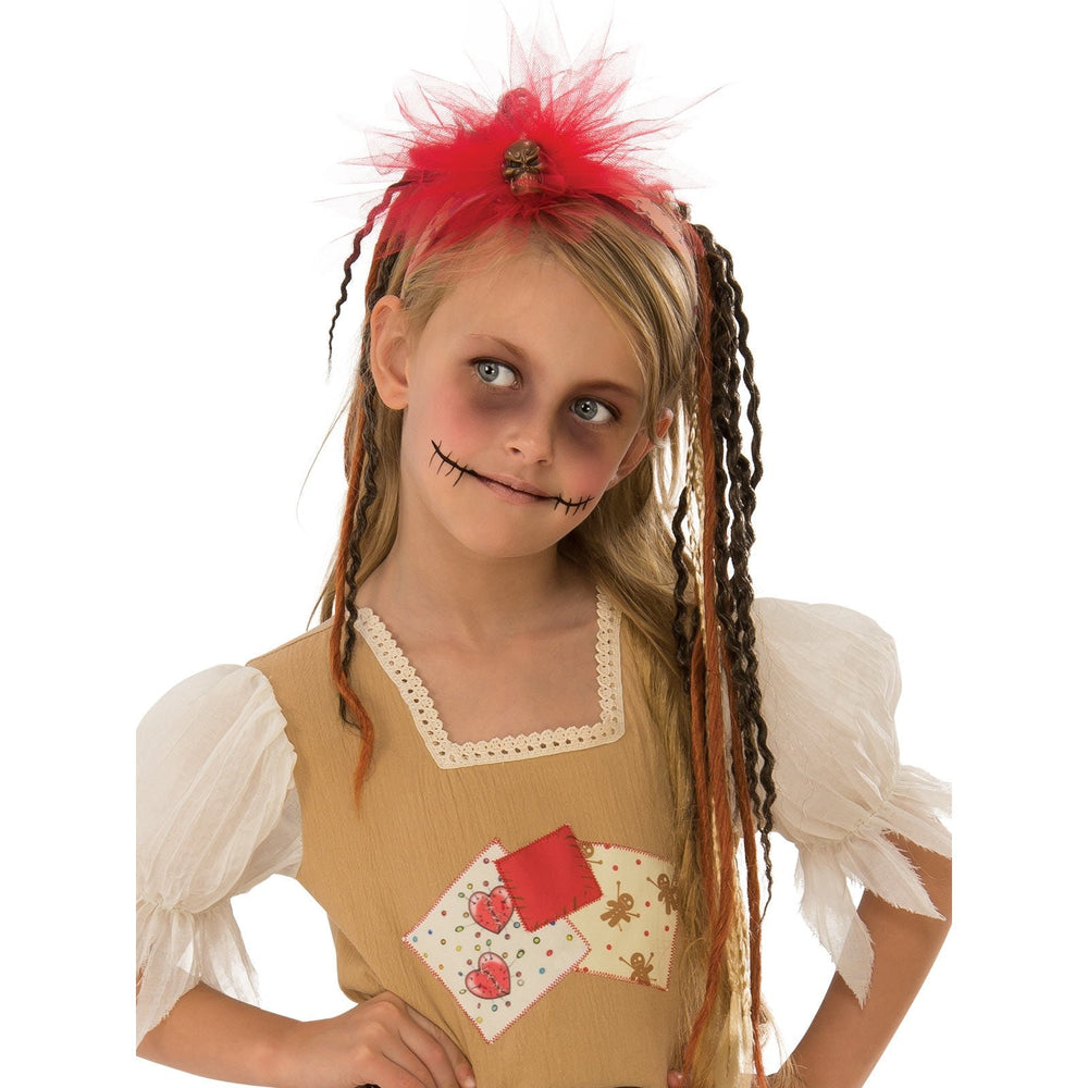 Halloween costume for girls featuring skull and bone prints