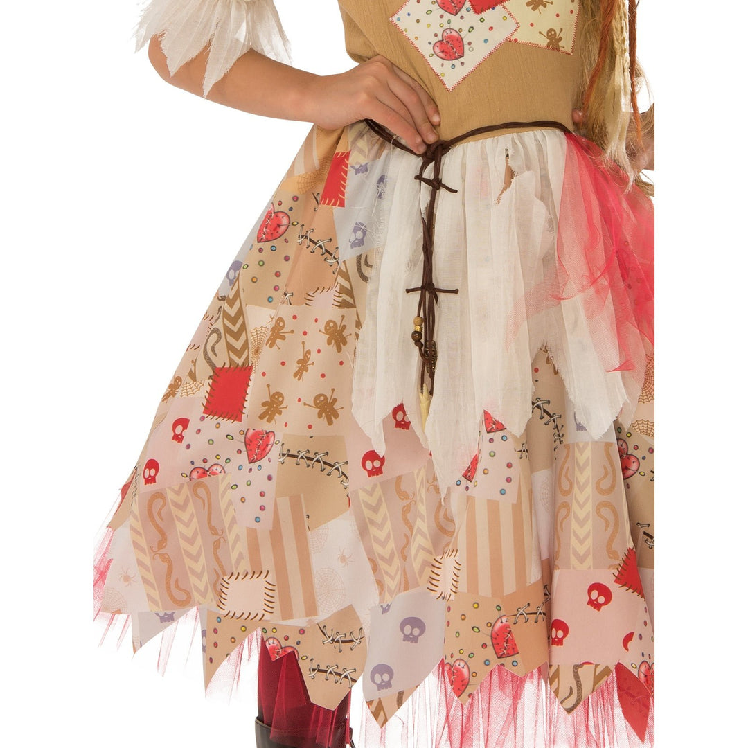 Child's voodoo girl costume with tattered sleeves and skirt