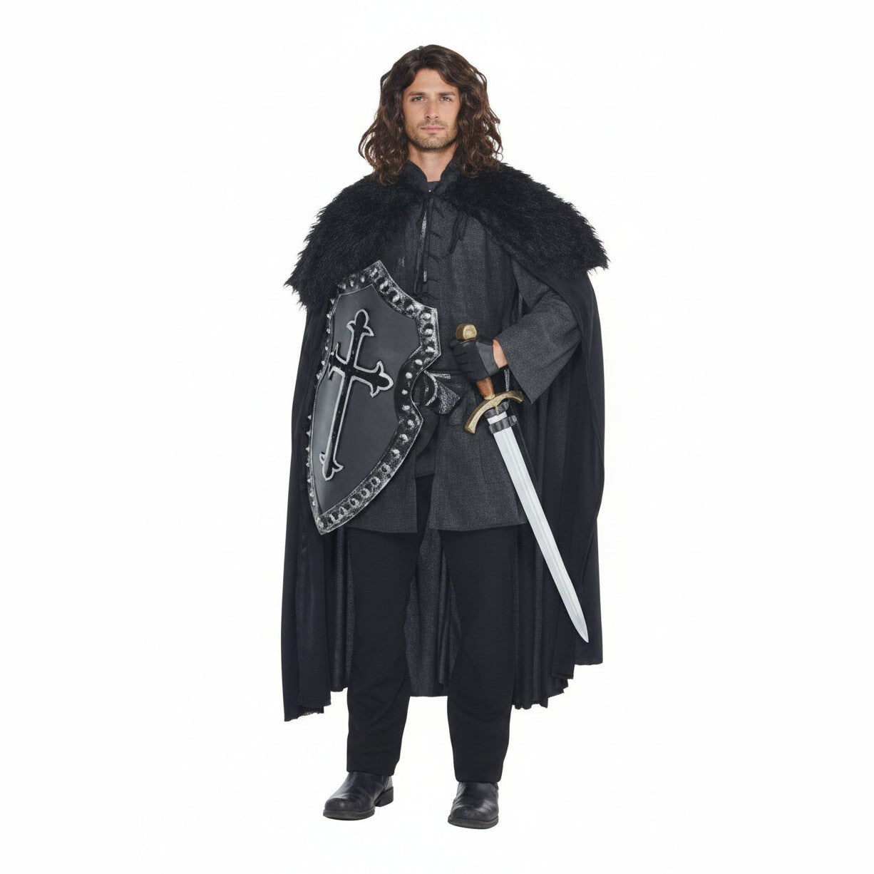 Black Faux Fur Cloak