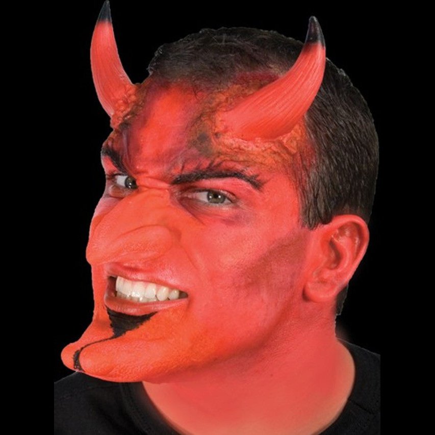 Close-up image of large red devil demon horns, suitable for costumes