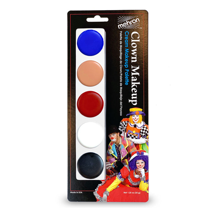 Vibrant and professional Mehron Clown Makeup Palettes with 5 colors