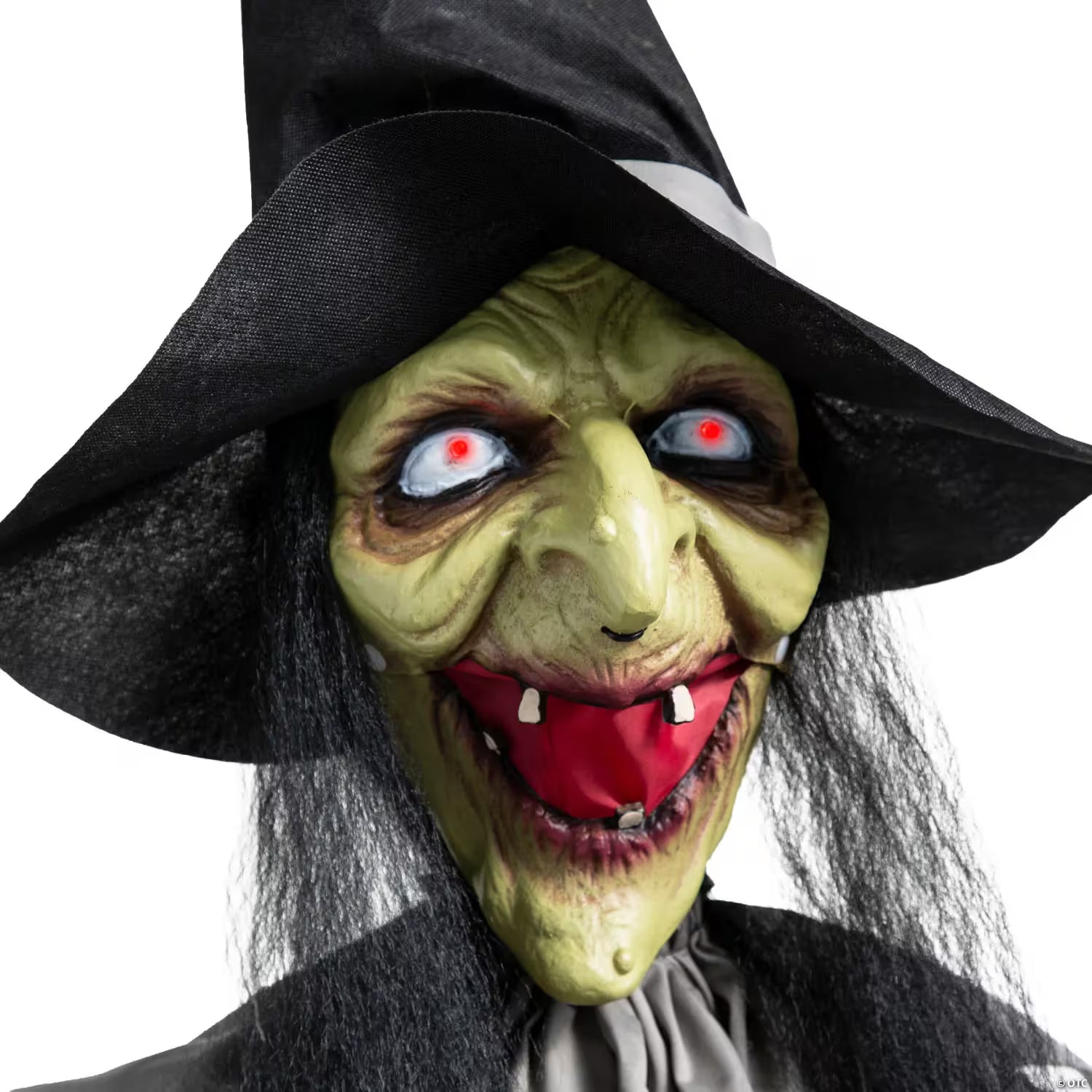 6 Ft. 2" Animated Light-Up Standing Talking Witch with Green Face Halloween Decoration