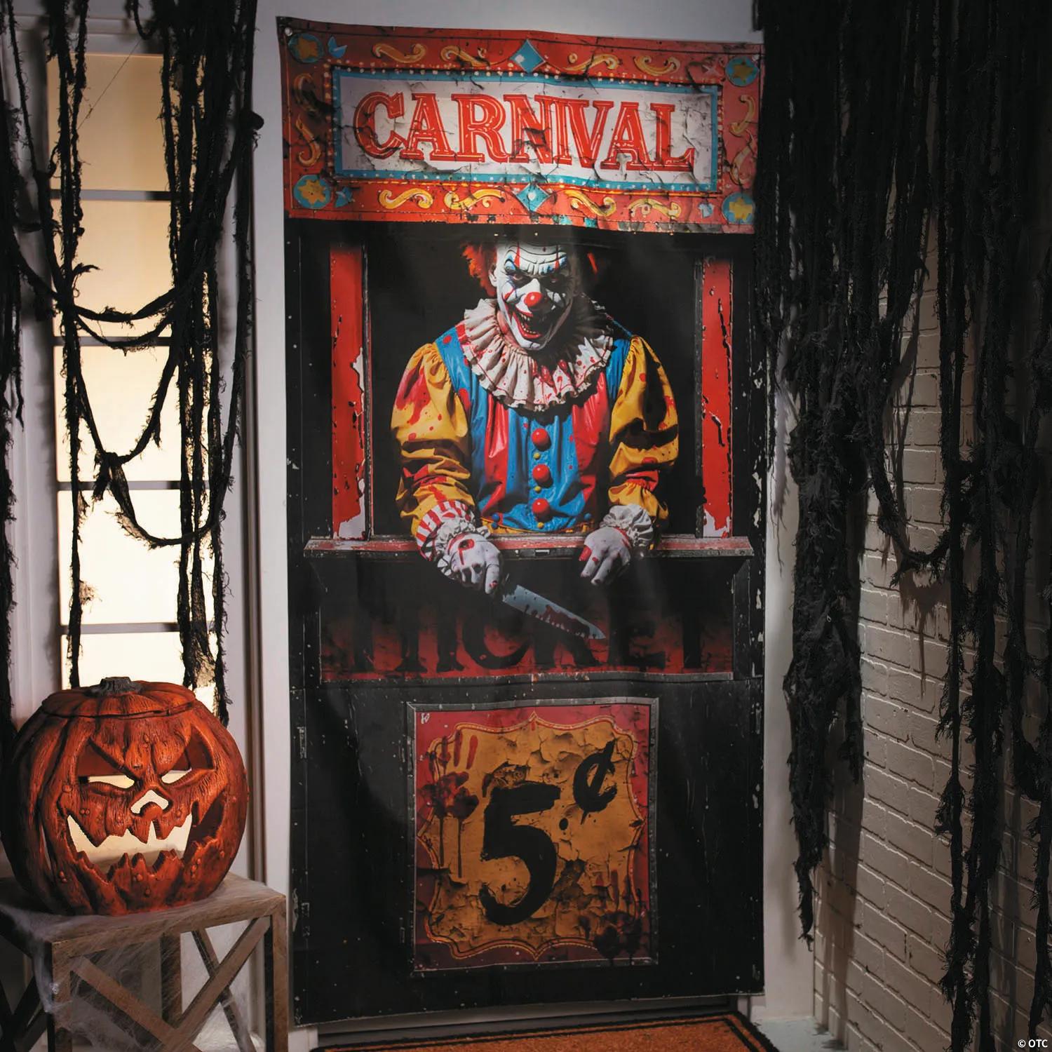 Carnival Booth with Bloody Clown Door Curtain
