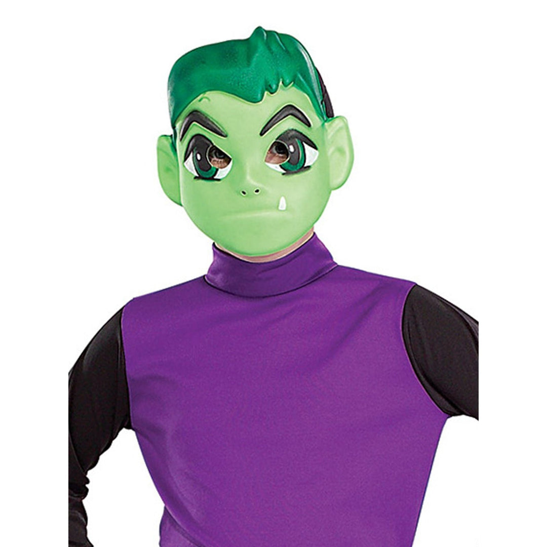 Kid's Beast Boy Classic Costume, featuring green jumpsuit and mask