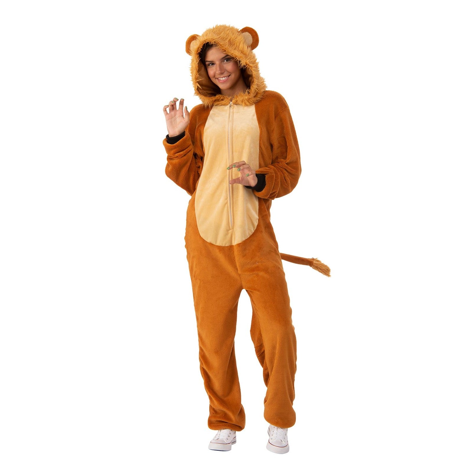 Lion Furry Hooded Onesie Costume Adult