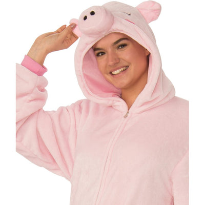 Pig Furry Hooded Onesie Costume, Adult