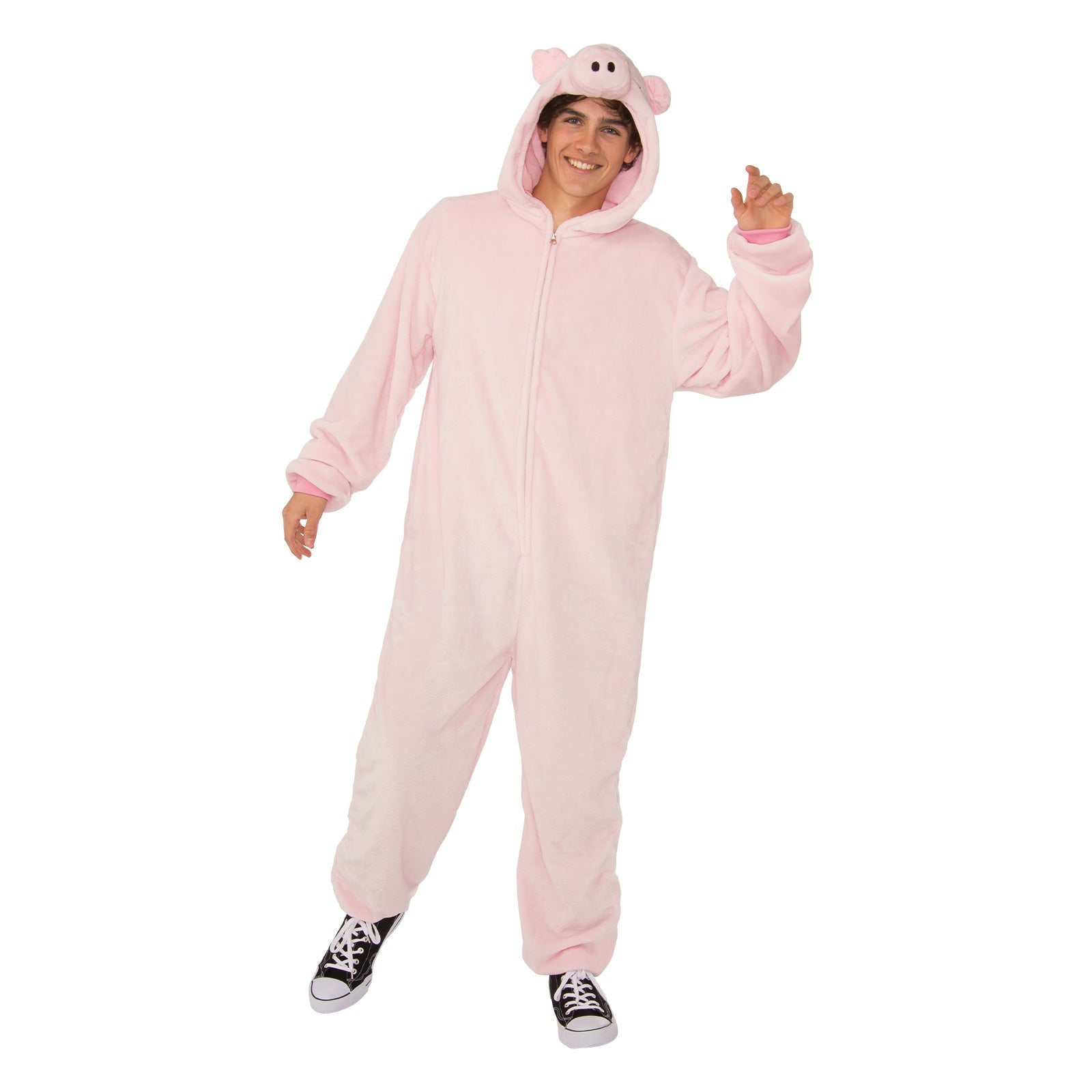 Pig Furry Hooded Onesie Costume, Adult