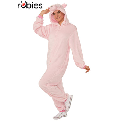 Pig Furry Hooded Onesie Costume, Adult