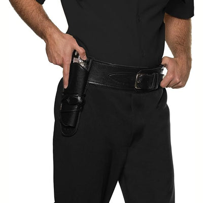 Faux Leather Black Single Holster Belt