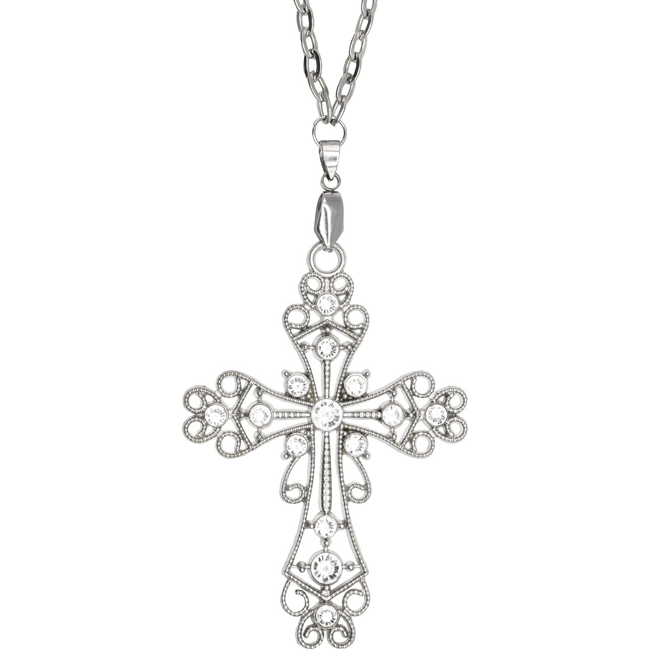 Silver Rhinestone Studded Cross