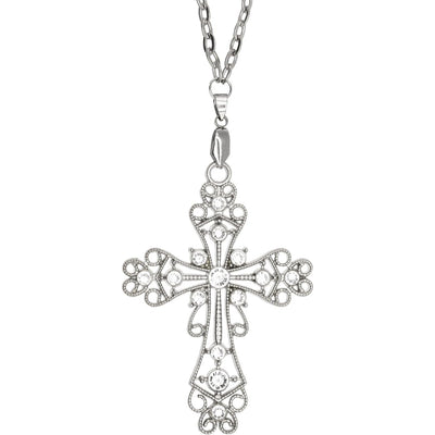 Silver Rhinestone Studded Cross