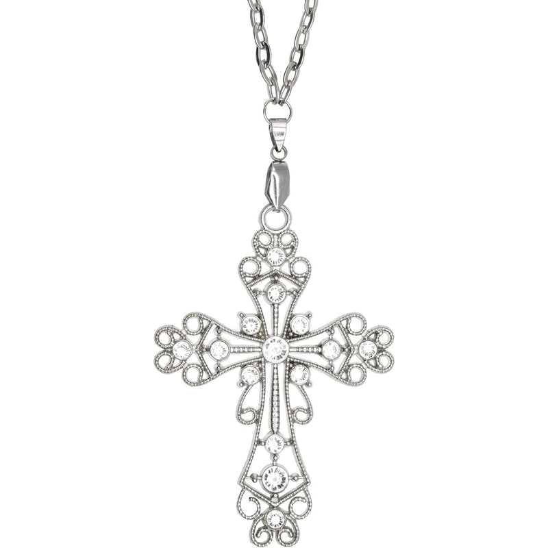 Silver Rhinestone Studded Cross