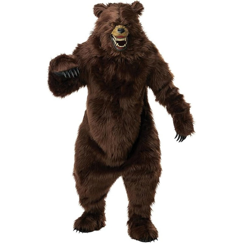 Grizzly Bear Adult Deluxe Costume with Moveable Jaw Mask