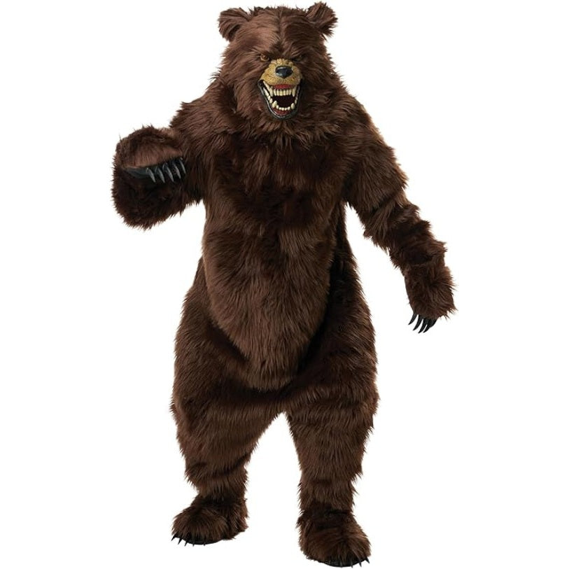 Grizzly Bear Adult Deluxe Costume with Moveable Jaw Mask
