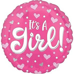It's A Girl Round Foil Balloon 45cm