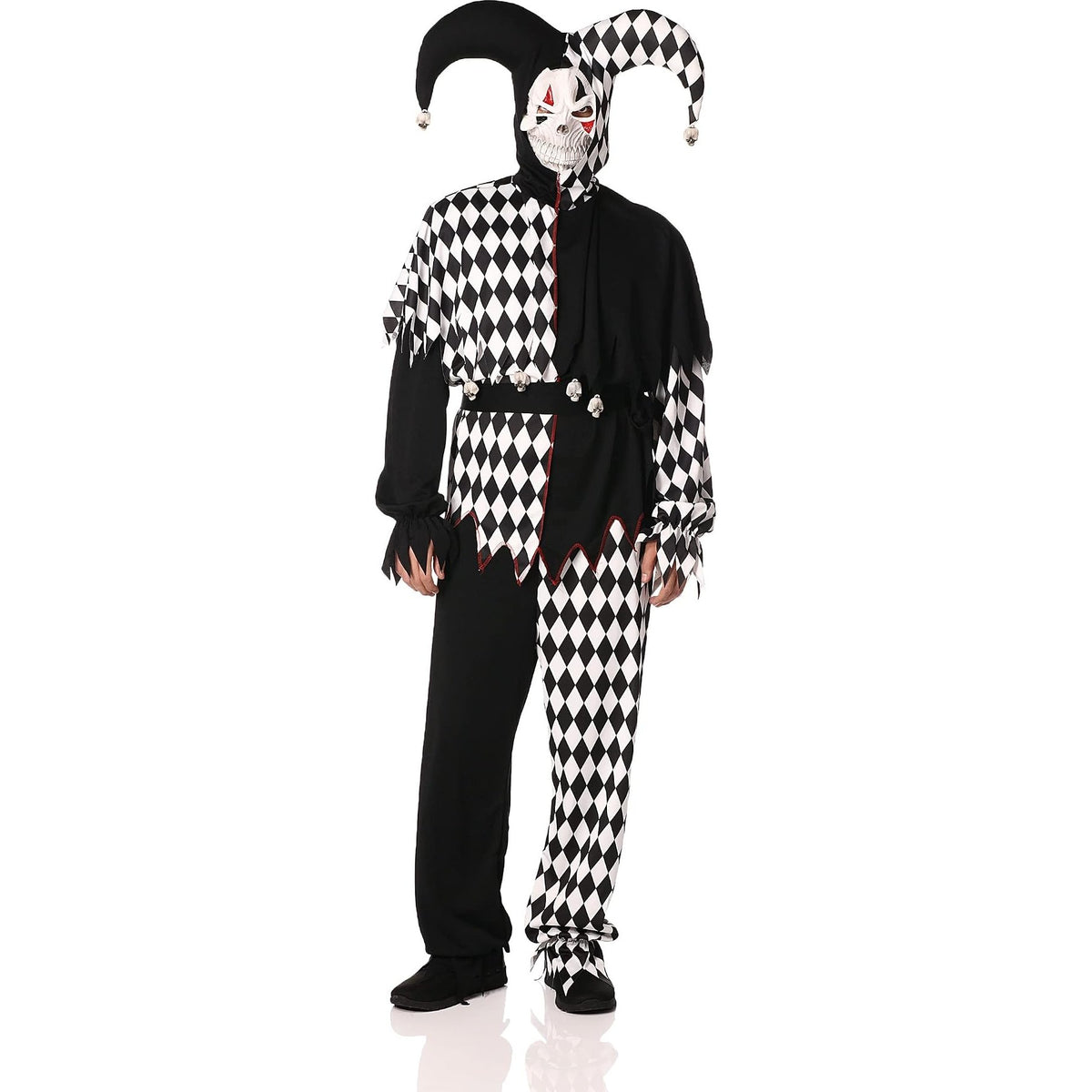 Evil Jester Men's Costume (Black/White) Plus Size