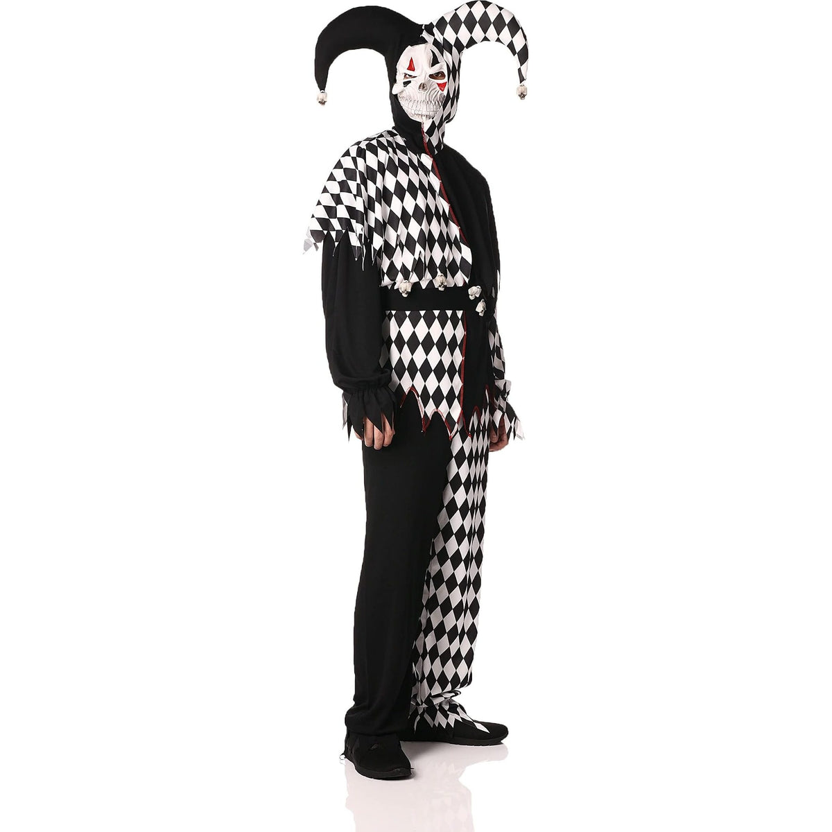 Evil Jester Men's Costume (Black/White) Plus Size