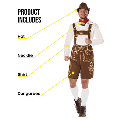 Traditional Lederhosen – Brown and Gold Mens Costume