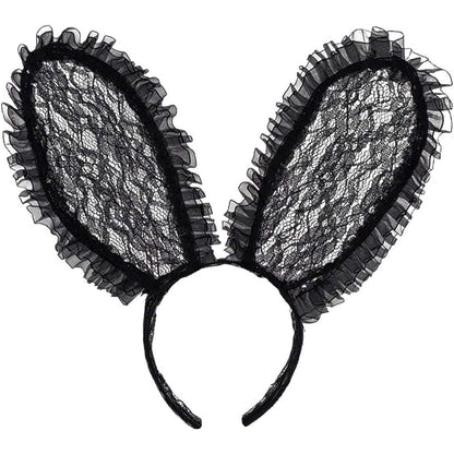 Black Lace Bunny Ears Headband