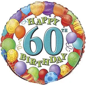 Happy 60th Birthday Balloons Round Foil Balloon - 45cm