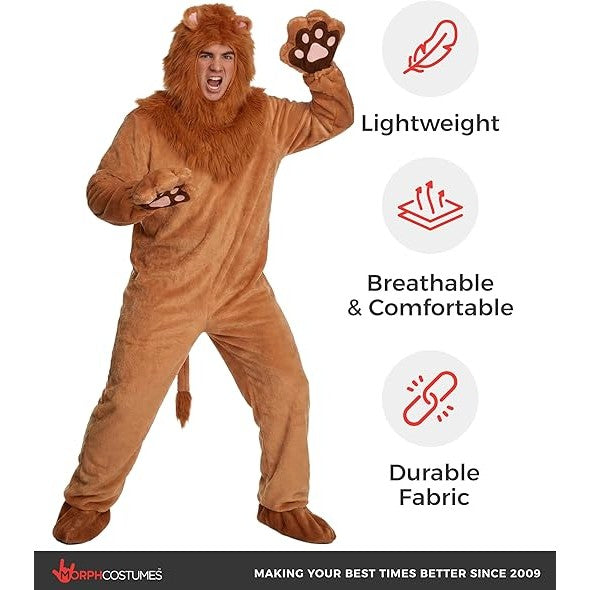 Deluxe Lion Adult Plush Jumpsuit Costume
